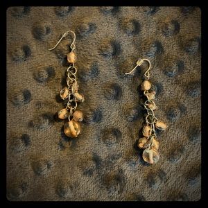 Gold Toned Beaded Drop Earrings